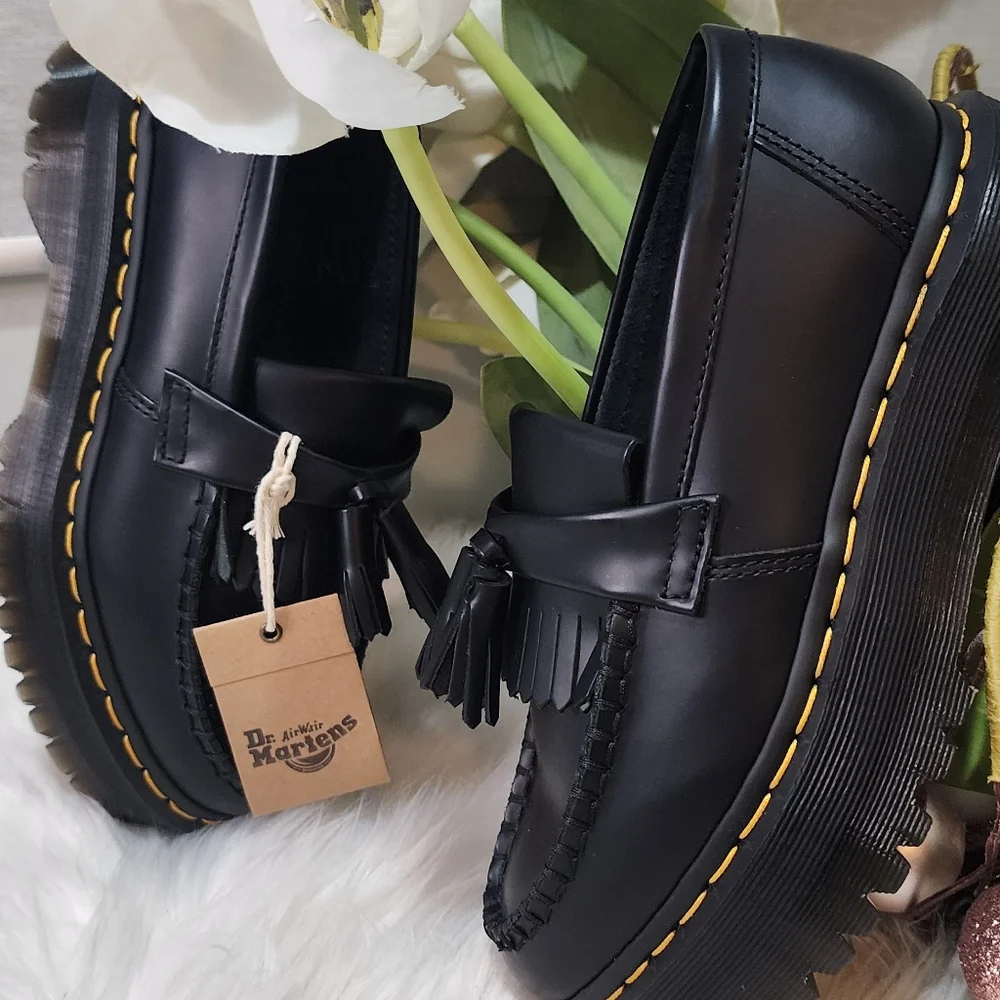 Dr Martens Adrian Leather Platform Tassel Loafers Women shoes New